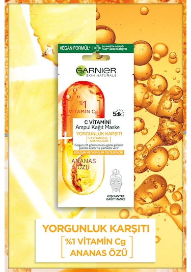 Garnier C Vitamini Yorgunluk Karşıtı Ampul Kağıt Maske 15 Gr