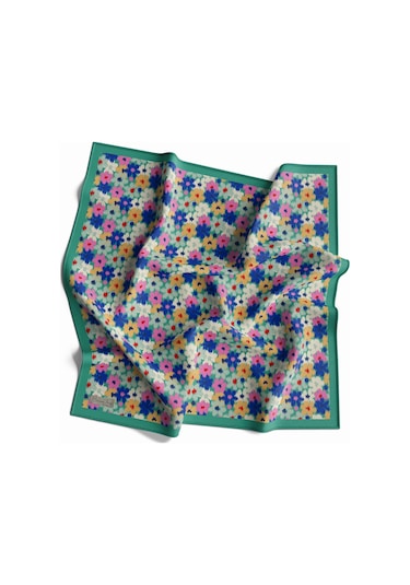 90 X 90 Dijital Bambu Kraş Eşarp -03567 - 90 X 90 / Yeşil Yeşil