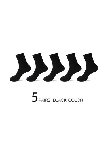 Siyah 5 Çift/grup Yüksek Kaliteli Erkek Pamuk Çorap Iş Sonbahar Kış Deodorantı Nefes Adam Uzun Çorap Siyah
