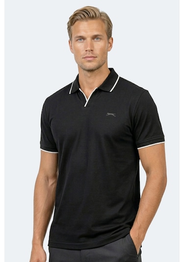 Slazenger Zıther Erkek Polo Yaka Siyah Tişört