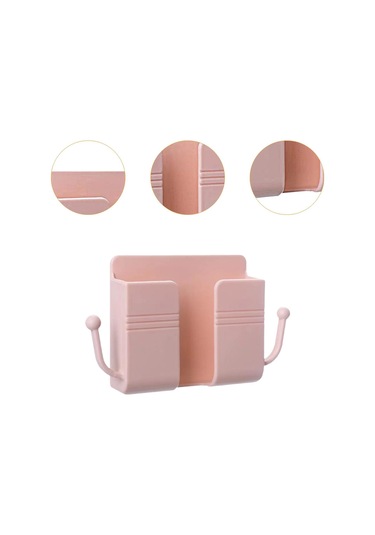 Homyl Duvara Monte Telefon Tutucu Modern Depolama Rafı Pembe