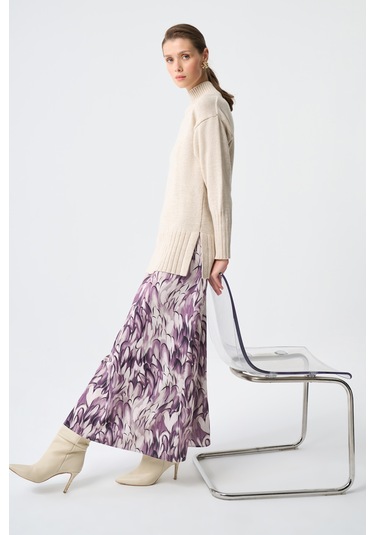 Elips Desenli Saten Desenli Etek 001