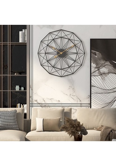 Goldenqian 50 Cm Retro Iskandinav Demir Sanat Büyük Sessiz Asılı Saat Ev Dekor Yeni 3nloga Siyah
