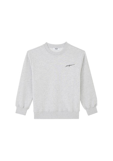 Msgm Çocuklar Için Logo Nakışlı Sweatshirt Gri