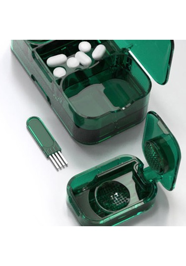 Homyl Taşınabilir Hap Saklama Kutusu 3'ü 1 Arada Yeşil Yeşil
