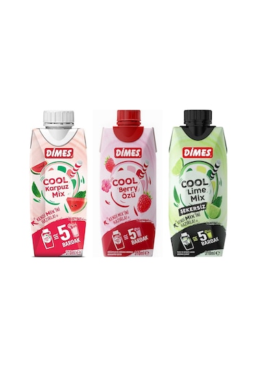 Dimes Cool Lime Berry + Şekersiz + Karpuz 3 x 310 ML
