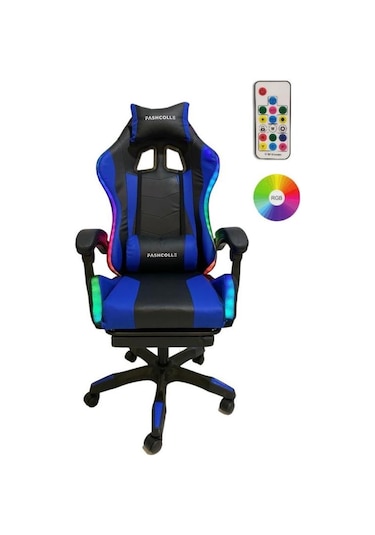 Fashcolle Blue Star Işıklı - Masaj Özellikli Oyuncu Koltuğu Mavi-siyah