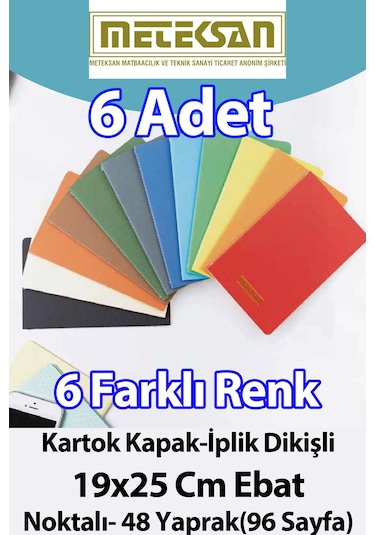 6'lı Büyük Boy 19x25cm 6'lı Karışık Renkli Antrasit