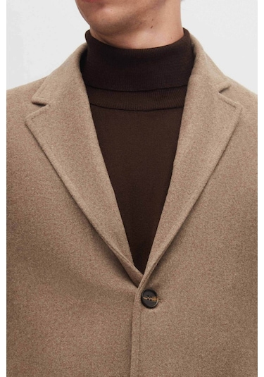 Ds Damat Regular Fit Bej Mono Yaka Kaşe Kaban 5HF08ORT10000 Bej