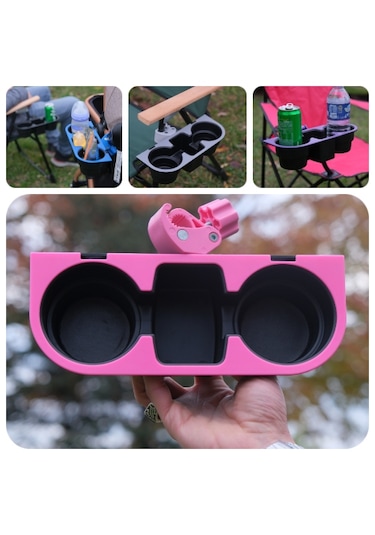 Bardak Tutucu Bardaklık Kamp Sandalyesi Aparat Pembe Renk Pembe