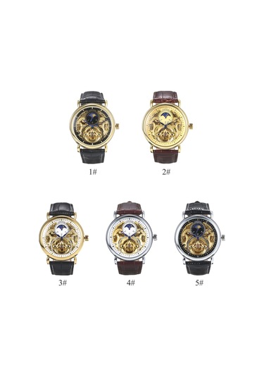 Erkek Moda Lüks Hollow Saat Klasik Charm Otomatik Mekanik Kol Saati 5 Diğer