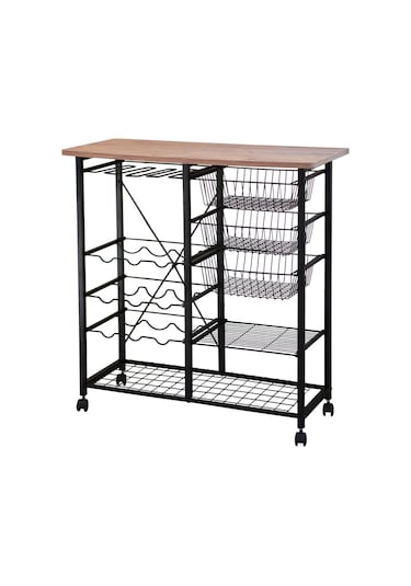 Tekerlekli Raf Mutfak Bangosu Şaraplık Kahve Köşesi 5195