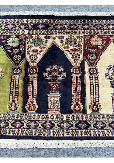 El Dokuma Afgan Halısı Saf Seccade Namazlık 86x152 %100 Yün Halı