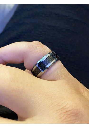 Erkek Siyah Desenli Tungsten Yüzük Siyah