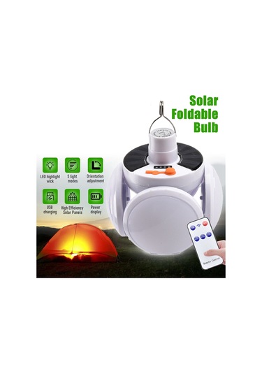 Güneş Enerjili Kamp Lambası Usb Şarj Edilebilir Taşınabilir Acil Durum Lambası Beyaz