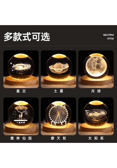 Mufunye Yaratıcı Dekoratif Usb Aydınlık Ay Galaksi Kristal Top Gece Lambası Masaüstü Süsleri Öğrenci Günü L Gece Lambası Diğer