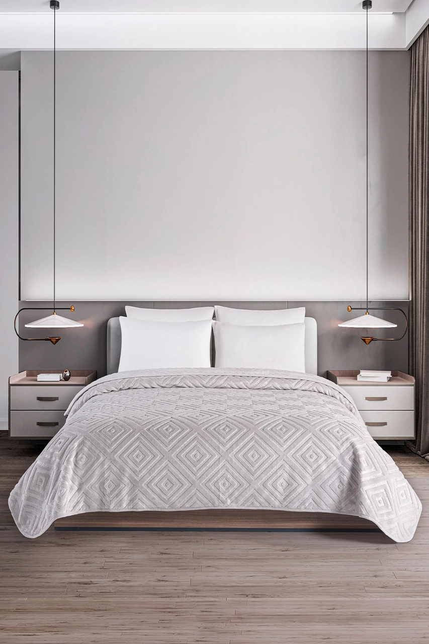 Belura 200x220 Çift Kişilik Emboss Battaniye Gri