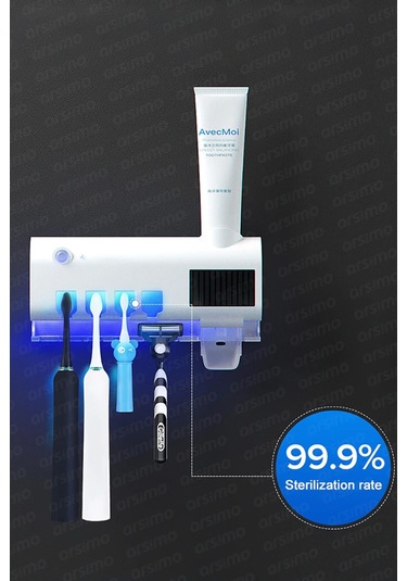 Arsimo Akıllı Uv Sterilizatör Diş Macunu Sıkacağı | Güneş Enerjili Uv Sterilizatör 4'Lü Diş Fırçası Diğer