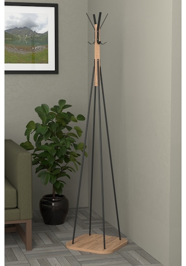 Retodesign Portmanto Askı Ayaklı Elbise Askısı Fortmanto Askılık 1799a Siyah - Atlantik Çam