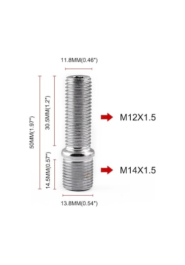 Cbtx 20 Adet 5 Cm Evrensel Araba Modifikasyonu Genişletilmiş Tekerlekler Saplama Dönüşüm M14x1.5 İla M12x1.5 Vida Adaptörü Ln032 Ln033 Ln044