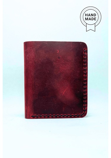 El Yapımı Hakiki Deri Premium Cüzdan Kırmızı