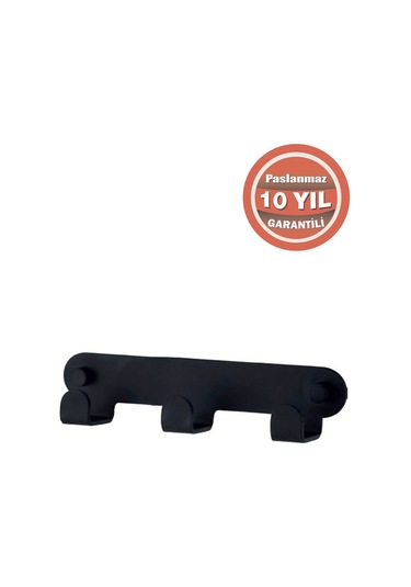 Çelik Banyo Paslanmaz Çelik Paris Mat Siyah 3'lü Askılık Havluluk Banyo Askısı Siyah