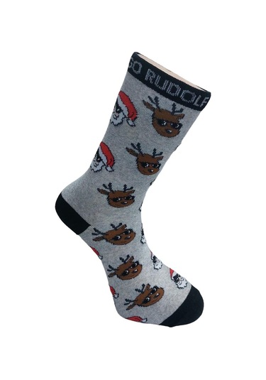 3'lü Set Pamuklu Yılbaşı Erkek Soket Çorap - Çok Renkli Mavi