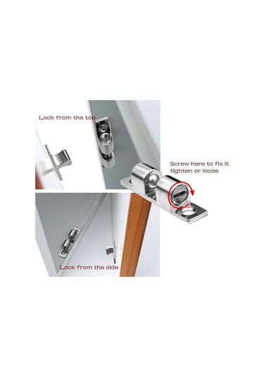 Adet Kapı Kilidi, Metal Bilyalı Silindir, Paslanmaz Çelik Dolap Kapı Kilidi - Gümüş