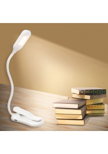 Didadodo Usb Şarjlı 7 Led Kitap Lambası - 3 Parlaklık Ayarı, Göz Koruma Beyaz, 3 Seviyeli Beyaz