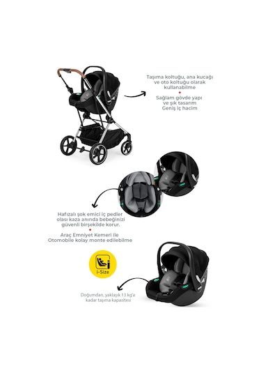 Kanz Snap Autofold Travel Sistem Bebek Arabası Darkness Black