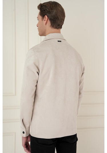 Comfort Fit Mono Yaka Kapaklı Cep Casual Taş Ceket C 699 Taş