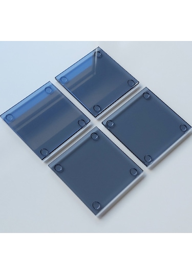 Decorita Cam Bardak Altlığı 4'lü Takım Füme 10 CM x 10 CM Füme