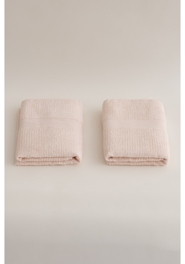 Ivory Somon Fitilli Mikro Fiber %100 Pamuk 2li Banyo Havlusu Seti Somon