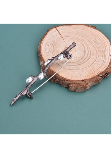 Vintage İnci Erik Çiçeği Dalı Broşlar İğneler Zarif Buket Broş BRONZ