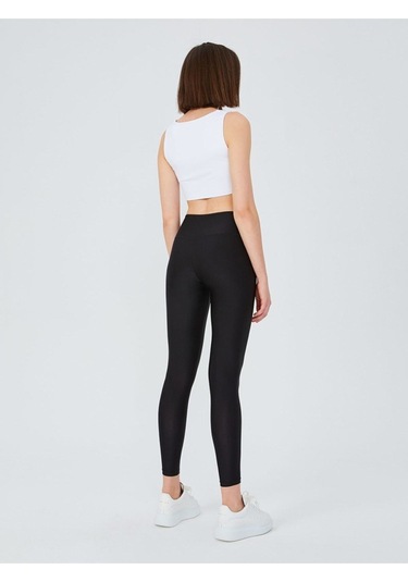 Kadın Parlak Sporcu Disco Tayt SiYAH