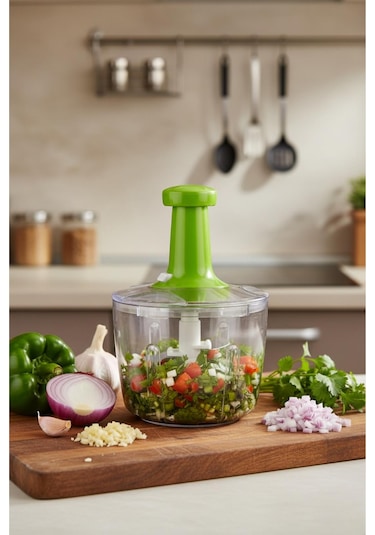 Xxl Basmali El Rondosu Sebze Meyve Doğrayıcı 2,5 Lt 2 Parça Yeşil