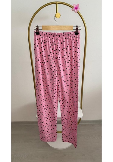 Siyah Kalpli Pembe Kısa Kol Pijama Takımı Pembe