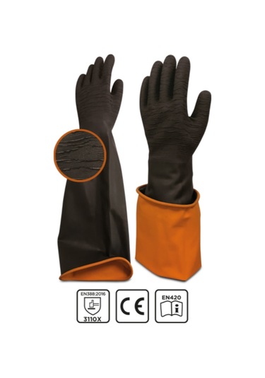 Beybi Korun Tırtıklı 60 Cm Uzun Siyah Iş Eldiveni 1