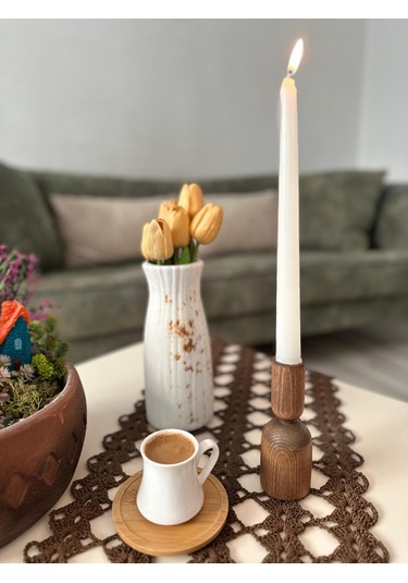 Sammwood Doğal Ahşap Şamdan , Mumluk Tekli Kayın Ağacından