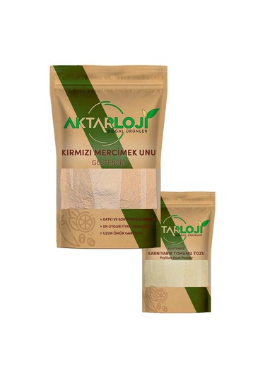 Glutensiz Mercimek Ekmeği Seti 2 Kg Kırmızı Mercimek Unu + 50 Gr Karnıyarık Tohumu Tozu 1. Kalite