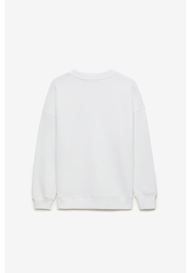 Ethıquet MIMI Kadın Yuvarlak Yaka Regular Beyaz Sweatshirt