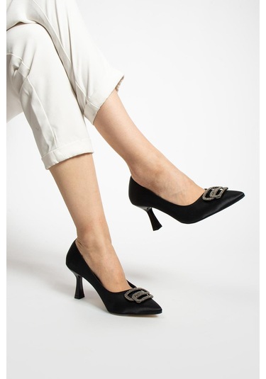 Paris Shoes Paris Siyah Saten Topuklu Ayakkabı A741-siyah Siyah