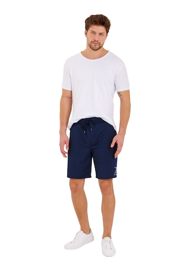 Adams Erkek Reflektör Logo Regular Fit Cepli Spor Şort Navy