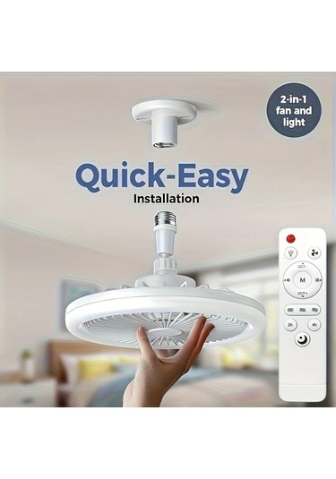 Xuweiwei Beyaz Led Akıllı Fan Işığı 3 Hız 17 Mod E27 Uzaktan Kumanda Minimalist Tavan Fanı