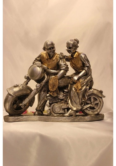 Motorlu İhtiyar Delikanlı Sevgili Çift Gümüş