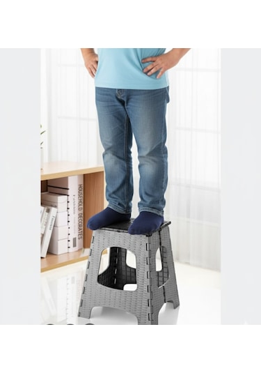 135 Kg Kapasiteli Katlanır Tabure Açık Gri