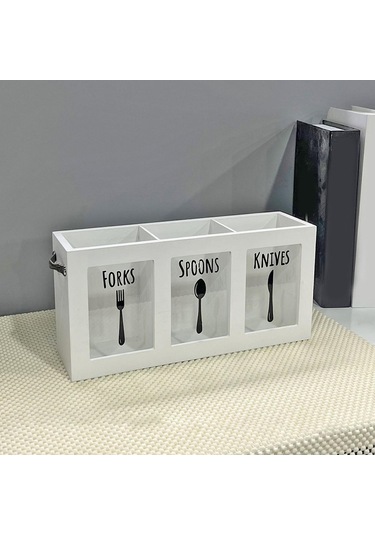 Suntek Mutfak Eşyası Tutucu Modern Çatal Bıçak Takımı Beyaz