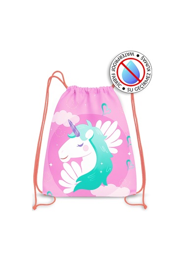 Molie Unicorn Su Geçirmez Kız Çocuk İpli Sırt - Plaj Çantası Renkli