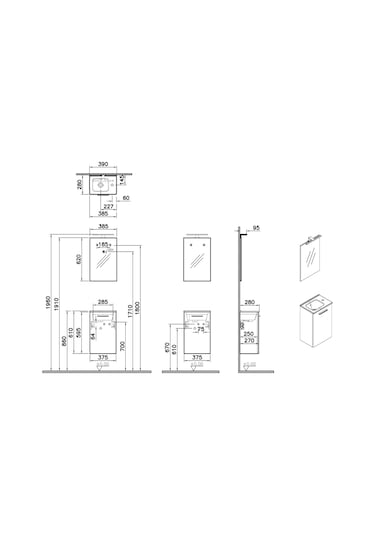 VitrA Mia 69576 Banyo Dolabı Seti Kapaklı Parlak Beyaz 40 CM Parlak Beyaz