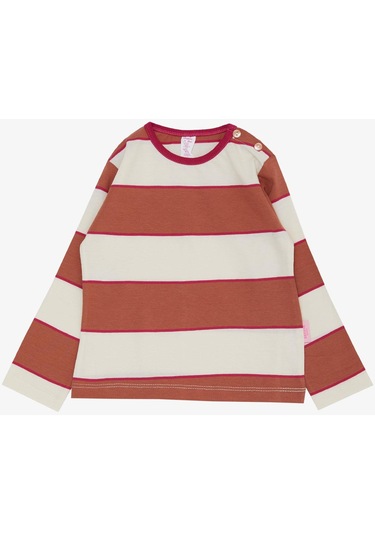 Breeze Kız Bebek Uzun Kollu Tişört Çizgili Patlı 9 Ay-3 Yaş, Karışık Renk Çok Renkli